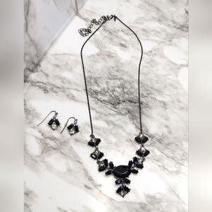 Avon Vintage Costume Jewelry Black Necklace with Matching Earrings